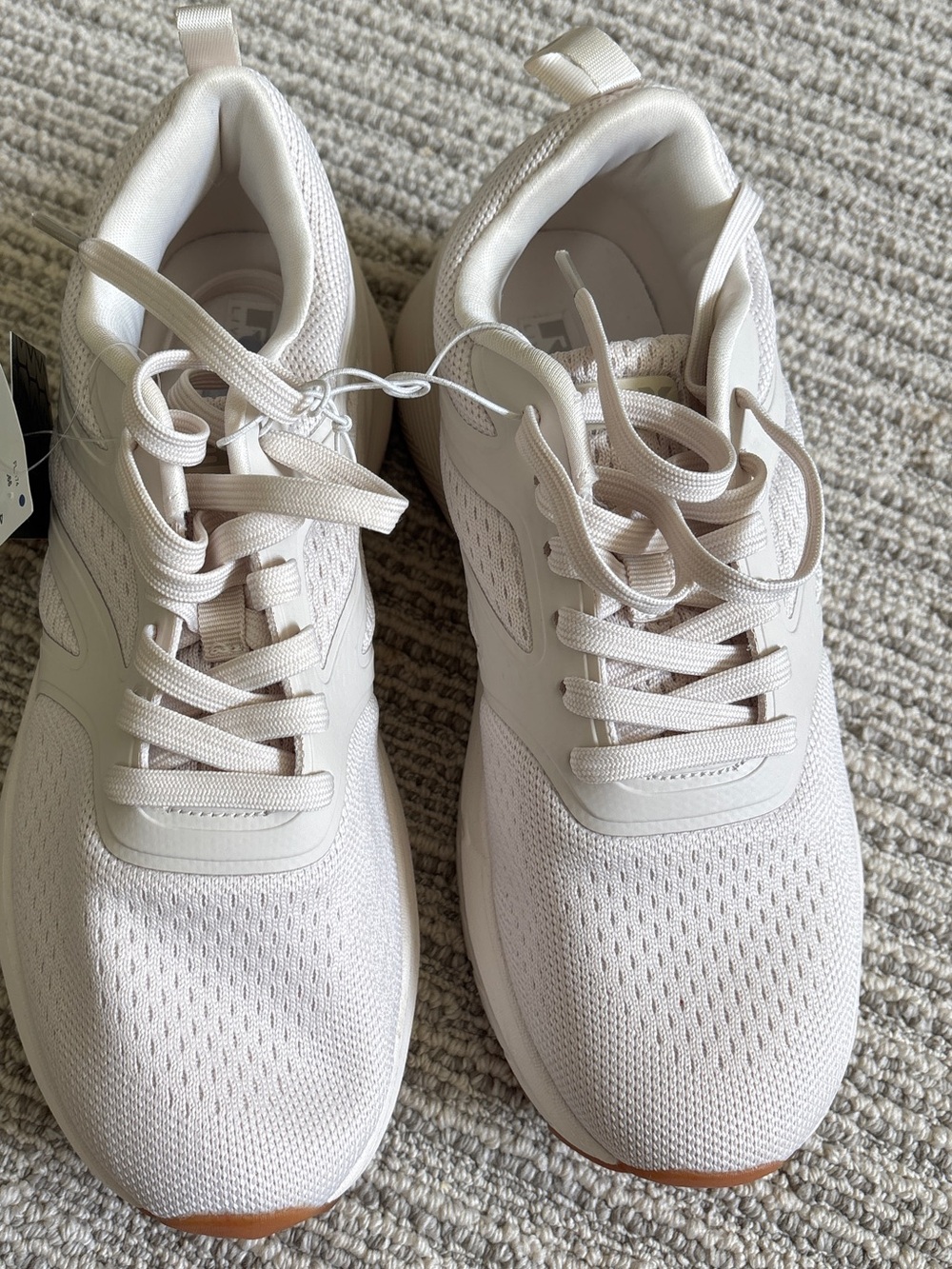 RBX Women's Cream Lace-Up Mesh Athletic Sneakers